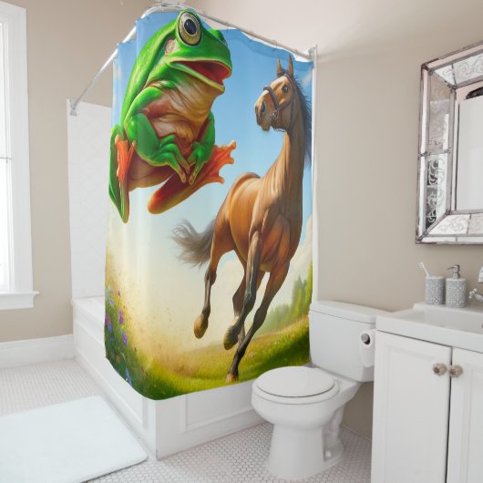 Nebel und Pferd Duschvorhang (Beispiel)