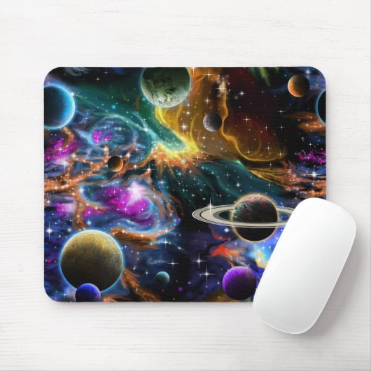 Nebel und Planeten im Weltraum Mousepad (Mit Mouse)