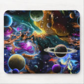 Nebel und Planeten im Weltraum Mousepad (Vorne)