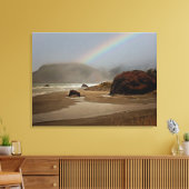 Nebel und Regenbogen am Strand von Oregon Leinwanddruck (Insitu (Wohnzimmer))