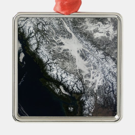 Nebel und Schnee in British Columbia Ornament Aus Metall (Vorne)