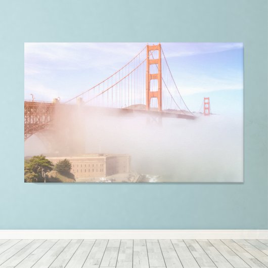 Nebel unter Brücke Leinwanddruck (Insitu (Holzboden))