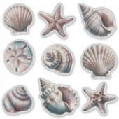 Nebel Verschiedene Muschel Sticker - Set von 9 (Vorderseite)
