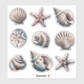 Nebel Verschiedene Muschel Sticker - Set von 9 (Blatt)