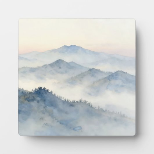 Nebelberg-Aquarell-Landschaft Fotoplatte (Vorderseite)