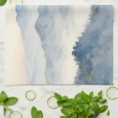 Nebelberg-Aquarell-Landschaft Geschirrtuch (Gefaltet)