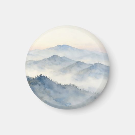 Nebelberg-Aquarell-Landschaft Magnet (Vorne)