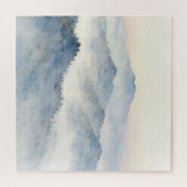 Nebelberg-Aquarell-Landschaft Puzzle (Horizontal)