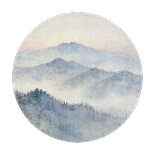 Nebelberg-Aquarell-Landschaft Schneidebrett (Vorderseite)