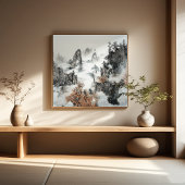 Nebelberg-Zen-Minimalist-Wandkunst Poster