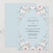 Nebelblaue Bemalte Hochzeit Einladung (Vorne/Hinten)