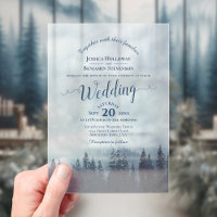 Nebelblaue Bergkiefern-Kalligrafie-Hochzeit