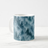 Nebelblauer Kiefernwald-Wasserfarbemuster Kaffeetasse (Vorderseite Links)