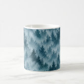 Nebelblauer Kiefernwald-Wasserfarbemuster Kaffeetasse (Mittel)