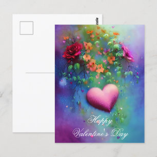 Nebelblumen und Herz-Valentinstag Postkarte