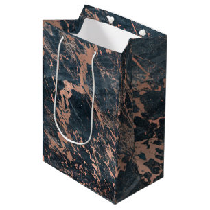 Nebelhaft-rustikales Blau & Roségold-Rosa Glamour- Mittlere Geschenktüte