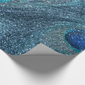 nebelhafte blaue Glitterpfaufedern Geschenkpapier (Ecke)
