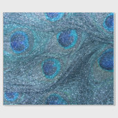 nebelhafte blaue Glitterpfaufedern Geschenkpapier (Flach)