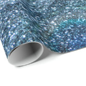 nebelhafte blaue Glitterpfaufedern Geschenkpapier (Rolleneckpunkt)