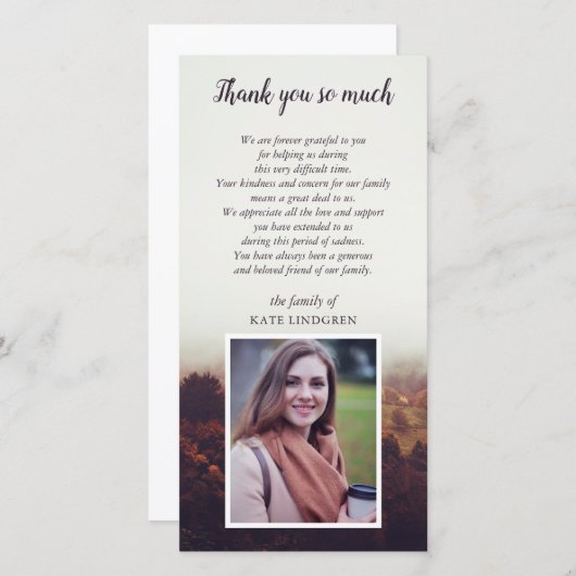 Nebelhafte Landschaft - Foto - Beileid danken Dankeskarte (Vorne/Hinten)