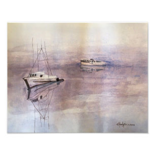 NEBELHAFTER HAFEN-BOOTE Foto-Druck Fotodruck