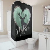 Nebelhafter Wald mit viel Geld-Rotwild "Natur " Duschvorhang (Beispiel)