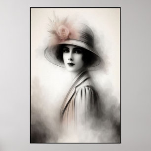 Nebelhaftes Retro-Porträt der Eleganz Poster