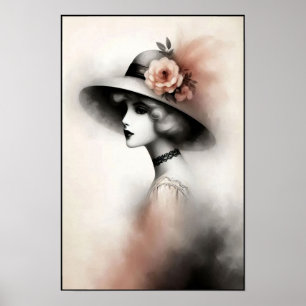 Nebelhaftes Retro-Porträt der Eleganz Poster