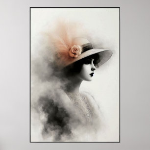 Nebelhaftes Retro-Porträt der Eleganz Poster