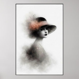 Nebelhaftes Retroporträt der Eleganz Poster