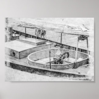 Nebelhaftes Segelboot Rustikale Boote Fine Art Poster