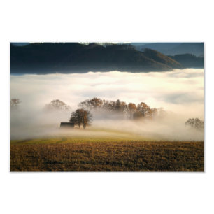 Nebelhalde auf der Wiese Fotodruck