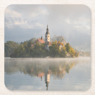 Nebeliger ausgebluteter rechteckiger pappuntersetzer