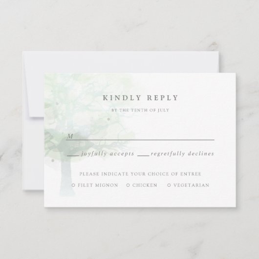 Nebeliger Baum RSVP Karte (Vorderseite)