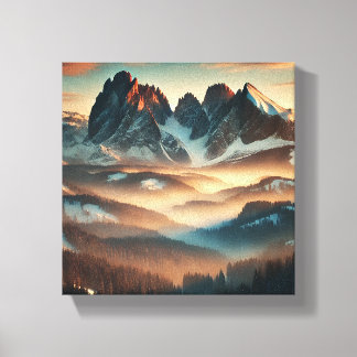 Nebeliger Berg auf Leinwand Kunstdruck Wandkunst