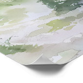 Nebeliger Bergwald in Aquarell Poster (Ecke)