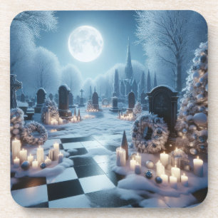 Nebeliger Friedhofs-Weihnachten Gothic-Feiertags Getränkeuntersetzer