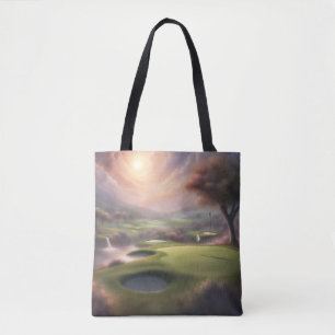 Nebeliger Golfplatz am Morgen Tasche