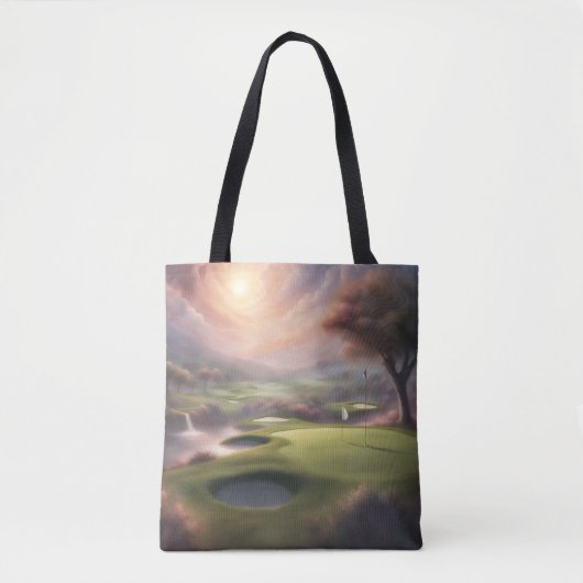 Nebeliger Golfplatz am Morgen  Tasche (Vorderseite)