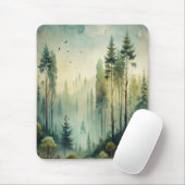 Nebeliger Immergrüner Wald Mousepad (Mit Mouse)