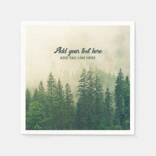 Nebeliger Kiefernwald Baum Geschenk aufbewahren Serviette