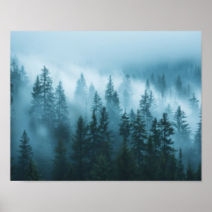 Nebeliger Kiefernwald-Wandkunst-Druck Nebeliger Poster