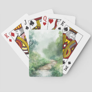 Nebeliger Landstraßen-Waldweg-Landschaft (2) Spielkarten