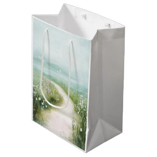 Nebeliger Landstraßen-Waldweg-Landschaft (3) Mittlere Geschenktüte