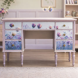Nebeliger Lavendel-Tulpen-Wiesen-Decoupage Seidenpapier