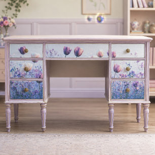 Nebeliger Lavendel-Tulpen-Wiesen-Decoupage Seidenpapier