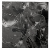 Nebeliger Marmor Abstractes Muster Dunkles B&W ID7 Fliese (Vorderseite)
