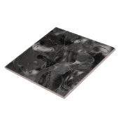 Nebeliger Marmor Abstractes Muster Dunkles B&W ID7 Fliese (Seite)