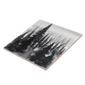 Nebeliger monochromer Kiefernwald-Wasserfarben-Kun Fliese (Seite)