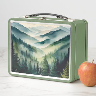 Nebeliger Morgen Kiefern im Gebirge Metall Brotdose